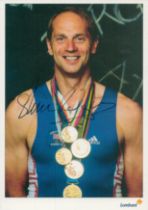 Sir Steven Redgrave CBE signed promo colour photo card 6x4 Inch. Is a British retired rower who