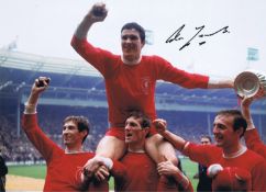 Autographed RON YEATS 16 x 12 Photo : Col, depicting a stunning image showing Liverpool captain