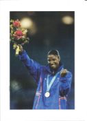 Denise Lewis signed 12x8 inch colour photo dedicated. Good Condition. All autographs come with a