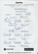 Leicestershire County Cricket Club 1997 multi signed team sheet 23, signatures includes good names