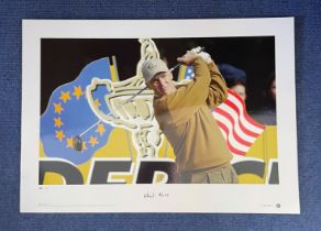Phillip Price signed 16 x 23 coloured limited edition big blue tube photo. Photo shows Price Tees