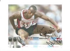 Colin Jackson signed 12x8 inch colour photo. Dedicated. Good Condition. All autographs come with a
