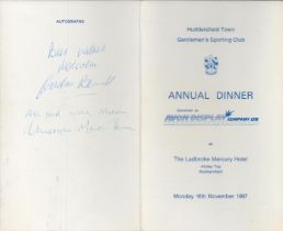 Multi signed Gordon Banks OBE, Christopher Martin Jenkins. Annual Dinner Menu 16th November 1987.