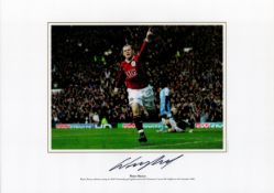 Wayne Rooney Manchester United signed 16 x 12 coloured print. Print shows Rooney celebrating his