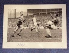 Alex Young signed 16 x 23 black and white big blue tube limited edition photo. Photo shows Everton