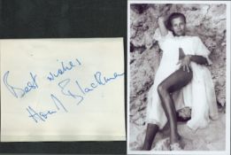 Honor Blackman signed album page with unsigned 6x4inch black and white photo. Good condition. All