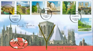 Keith Jones signed York Minster FDC. 10th April 2012 York Minster. Good condition. All autographs