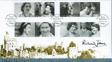 Sir Richard Jones signed Her Majesty The Queen's 80th Birthday FDC. 18th April 2006 Windsor