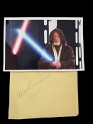 Alec Guinness signature piece with colour photo from his role as Obi-Wan Kenobi in the original Star