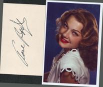 Anne Baxter signed card with unsigned 6x4inch colour photo. Good condition. All autographs come with