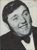 Les Dawson signed 5x3inch black and white photo. Slight mark to top right corner. Dedicated. Good