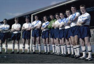 Autographed TOTTENHAM 12 x 8 Photo : Col, depicting Tottenham players posing for photographers