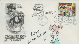 Hy Eisman and Lisa Wild autographed sketches on 1995 USA Comic Strip Classics FDC. 1 Stamp 1