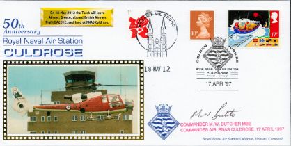 Commander M W Butcher signed 50th Anniversary Royal Naval Air Station Culdrose FDC. 17th April