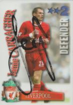 Jamie Carragher signed Shoot Out Liverpool Trading Card. Good condition. All autographs come with