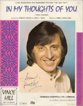 VINCE HILL Singer signed vintage 'In My Thoughts Of You' Sheet Music Good condition. All