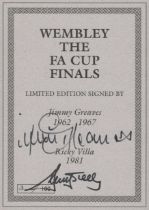 Jimmy Greaves and Ricky Villa signed Wembley the FA cup finals bookplate with book. Good