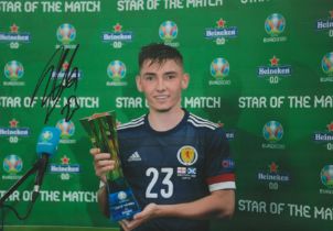 Billy Gilmour signed 12x8 Scotland colour photo. Good condition. All autographs come with a
