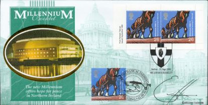 Eamon Holmes signed Millennium Booklet FDC. 21st September 1999 Belfast. Good condition. All