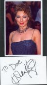 Alex Kingston signed white card with unsigned 6x4inch colour photo. Good condition. All autographs