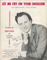 KEN DODD Singer signed vintage 'Let Me Cry On Your Shoulder' Sheet Music Good condition. All