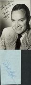 Bob Hope small signature piece with unsigned 6x4inch black and white photo. Good condition. All