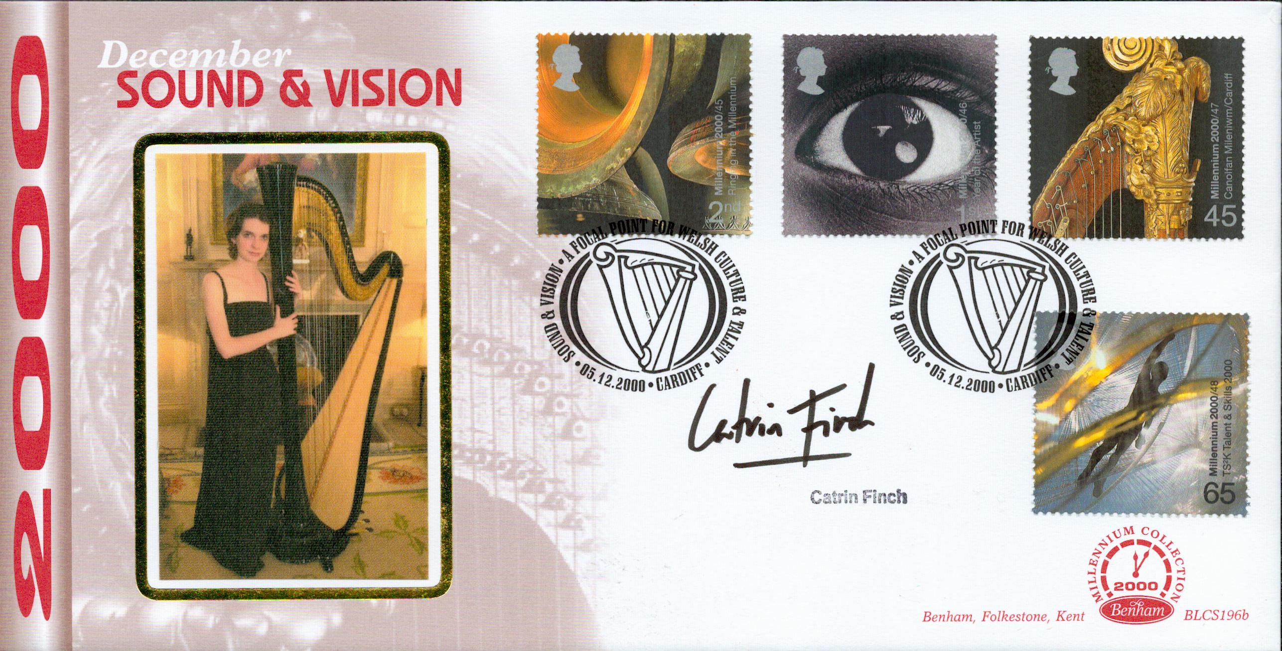 Catrin Finch signed Sound and Vision FDC Cardiff 5th December 2000. Good condition. All autographs