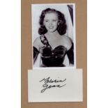 Gloria Jean signed white card with unsigned 6x4inch black and white photo. Good condition. All