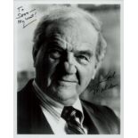 Karl Malden signed 10x8 inch black and white photo dedicated. Good condition. All autographs come