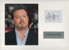 Eddie Izzard 16x12 inch mounted signature piece includes signed white card and colour photo. Good