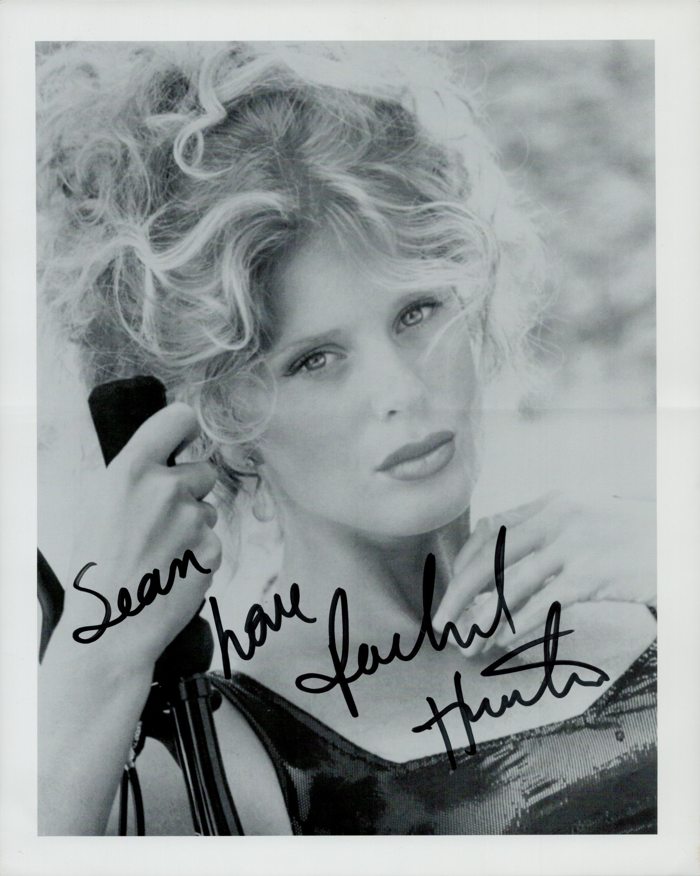 Rachel Hunter signed 10x8 inch black and white photo dedicated. Good condition. All autographs