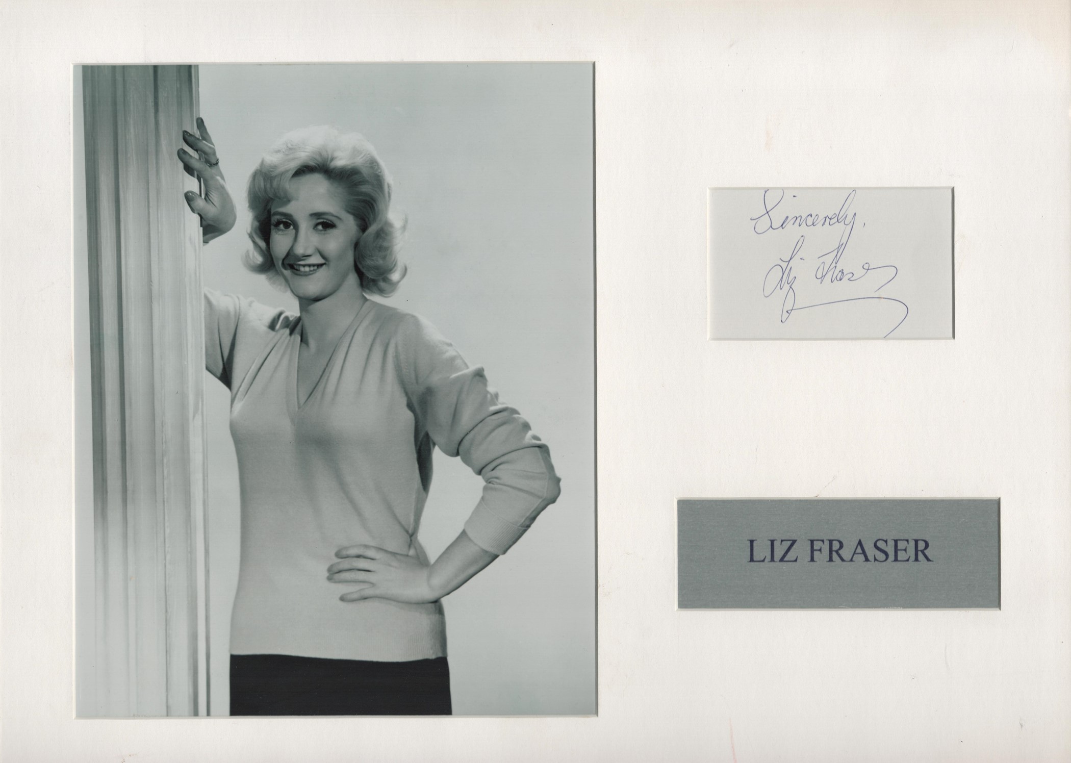 Liz Fraser 16x12 inch mounted signature piece includes signed white card and stunning black and