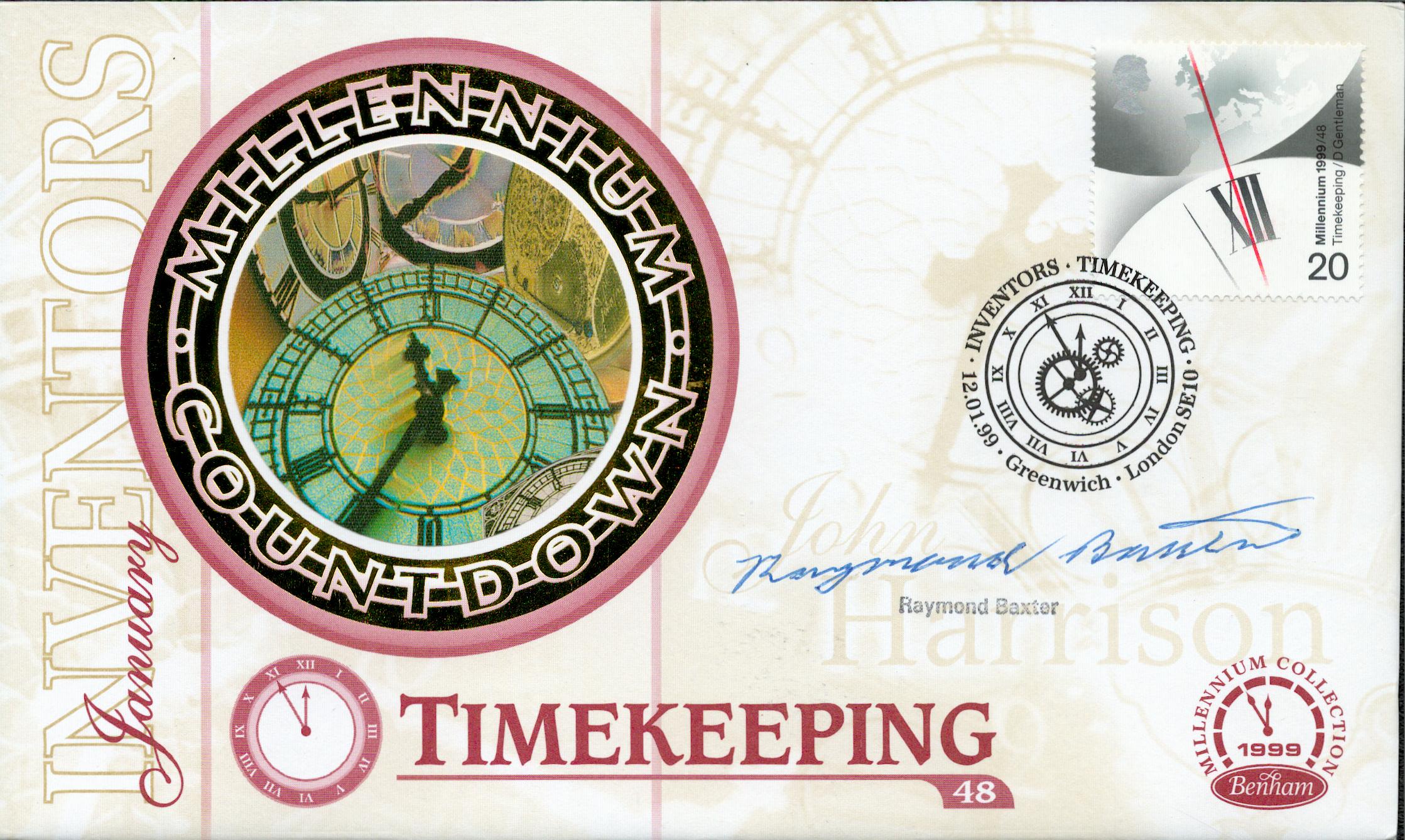 Raymond Baxter signed Inventors Millenium Countdown Timekeeping FDC Greenwich London 12th January