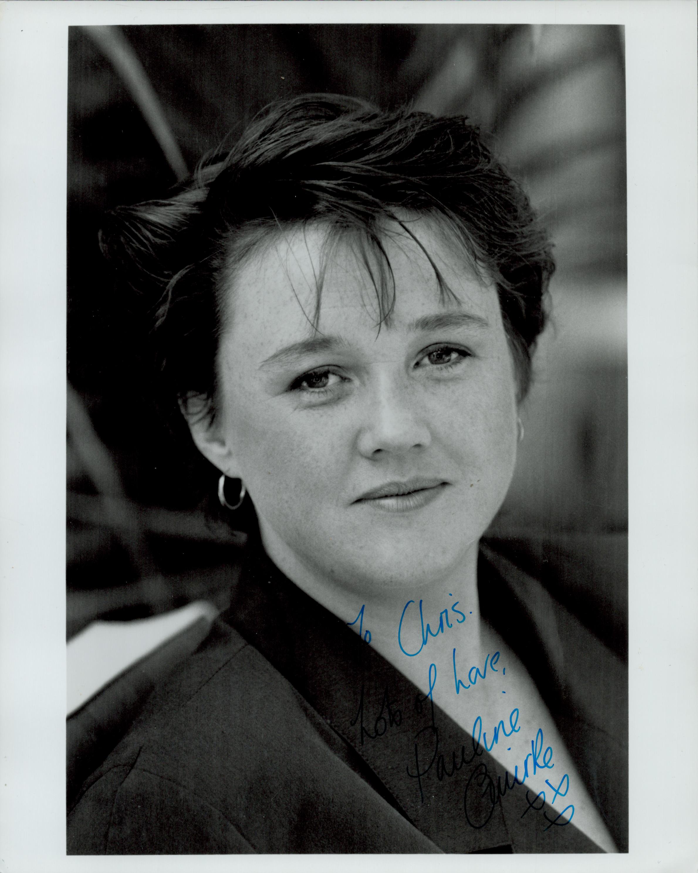 Pauline Quirke signed 10x8 inch black and white photo dedicated. Good condition. All autographs come
