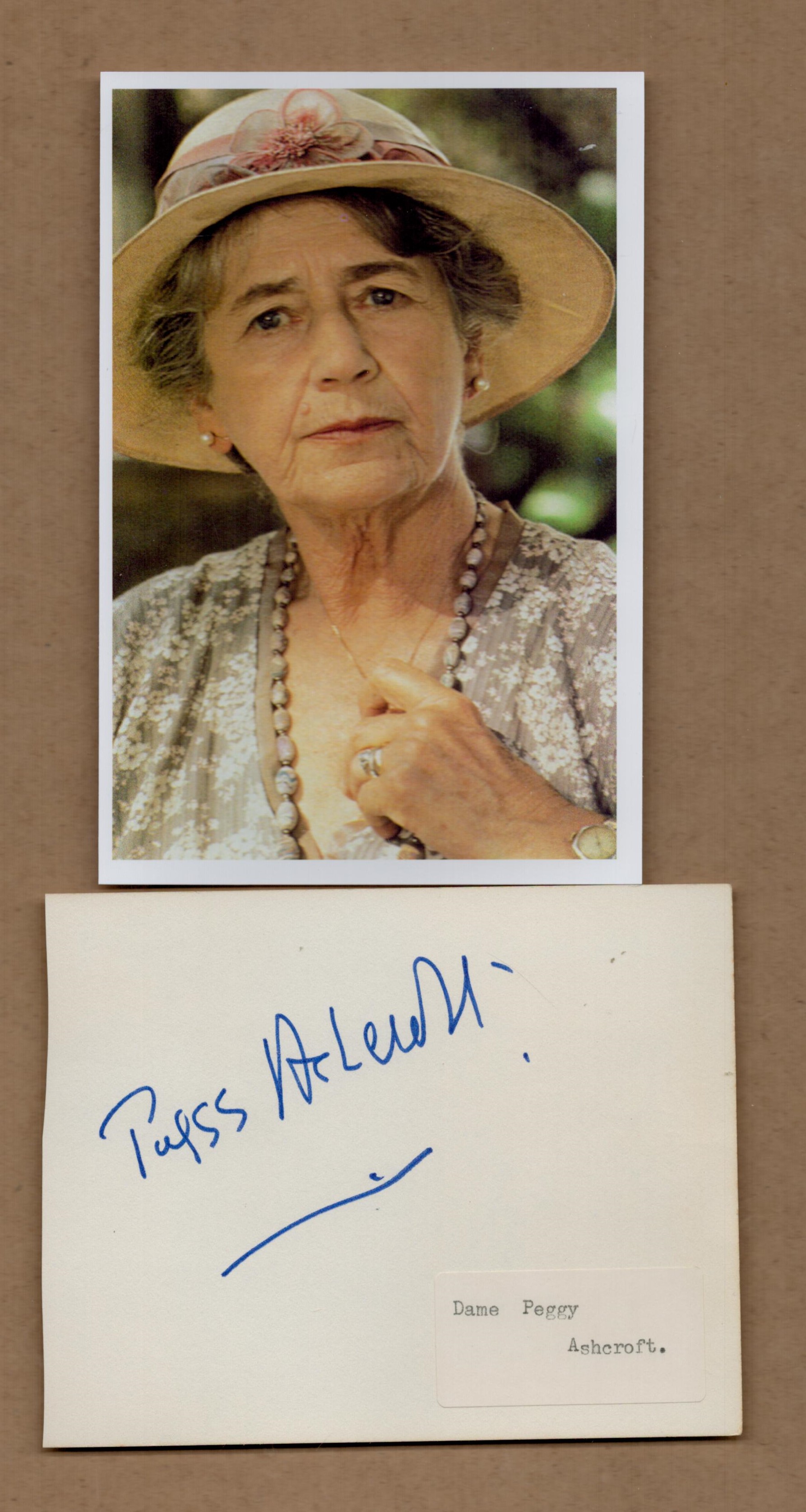 Peggy Ashcroft and Nick Turnbull signed album page with unsigned photo of Ashcroft. Good