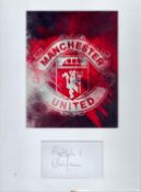 Martin Buchan framed signature piece with Manchester United photo logo. Measures 12"x16" appx.