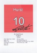 Sir Geoff Hurst signed Westham information photo. Measures 7"x5" appx. Good condition. All