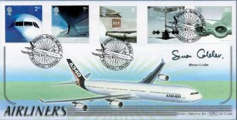 Simon Calder signed Airliners FDC Broughton Chester 2nd May 2002. Good condition. All autographs