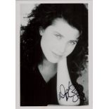 Daphne Zuniga signed 7x5 inch black and white photo. Good condition. All autographs come with a