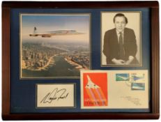 David Frost framed signature piece including 4x2.5 inch signature card, GPO Concorde First Day