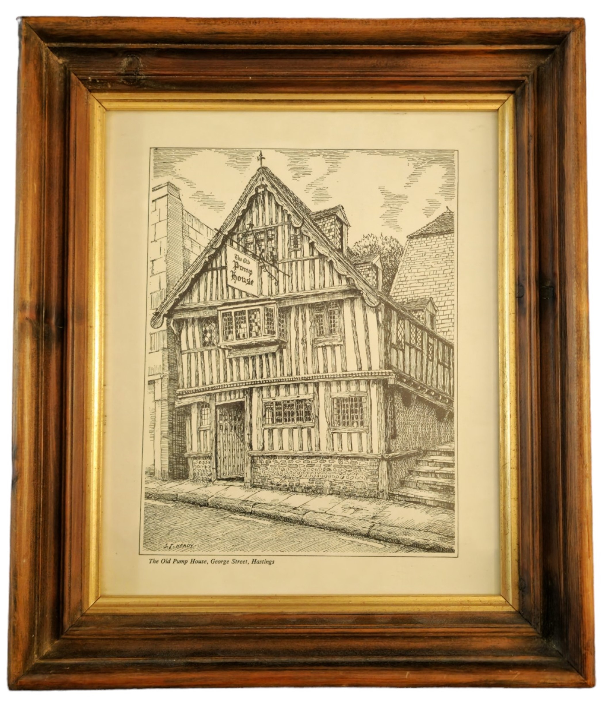 Original SJ Heady Artwork Showing The Old Pump House, George Street, Hastings. Housed in