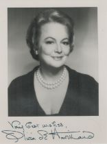 Olivia de Havilland DBE signed vintage black & white photo Approx. 5x4 Inch. Was a British and