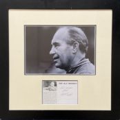 Football Sir Alf Ramsey 20x20 mounted and framed signature piece includes signed page and superb