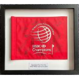 Golf multi signed WGC HSBC Champions 2010 Tournament 23x21 mounted Flag display 13 fantastic