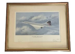 Captain Jock Lowe and Anthony Hansard signed Concorde End of an Era print mounted and framed