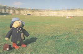 Michael Bond CBE signed Postcard Paddington Bear. As an English author. He is best known for a