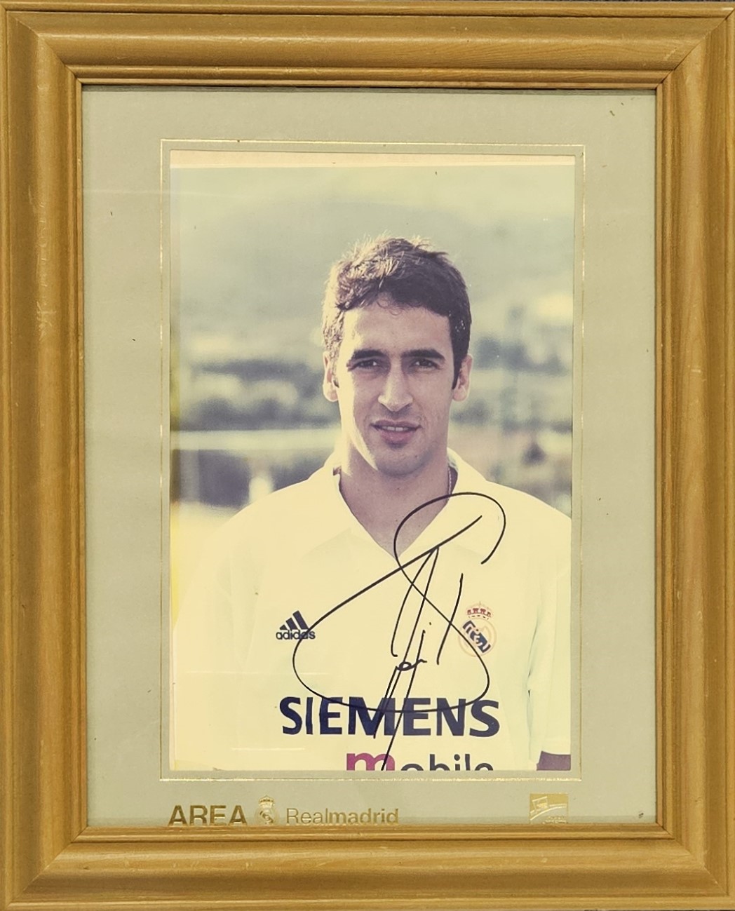 Real Madrid legend Raul signed approx. 16x12 framed colour photo. Good condition. All autographs