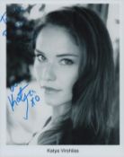 Katya Virshilas signed 10x8 inch black and white promo photo dedicated. Good Condition. All