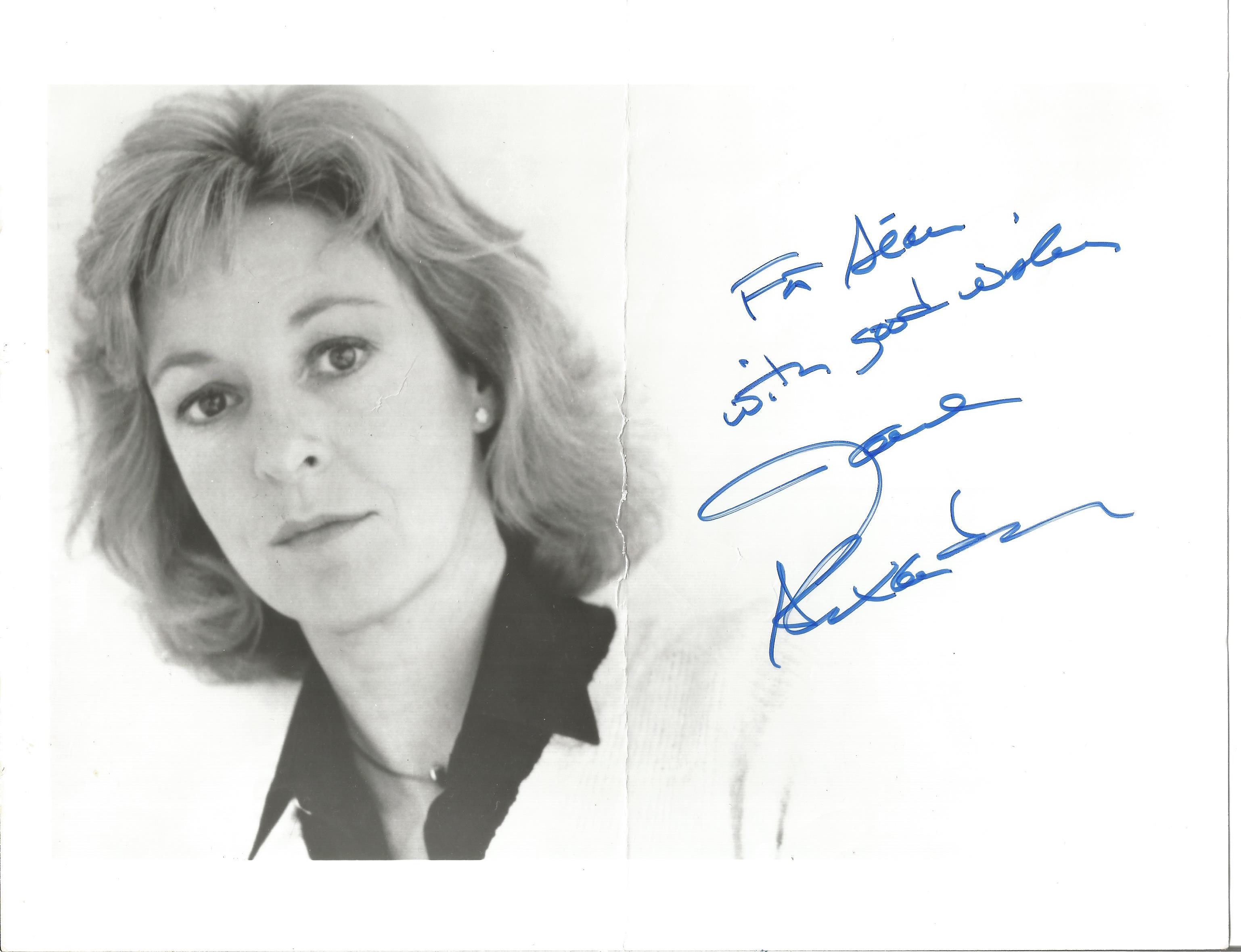 Jane Alexander signed 10x8 inch black and white photo dedicated. Good Condition. All autographs come