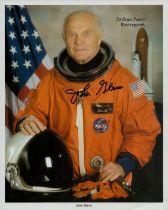 John Glenn signed colour photo 10x8 Inch. Dedicated. Was an American Marine Corps aviator, engineer,